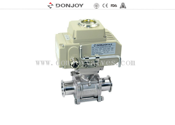 3A 1" Electric  3pcs Non-retention full port ball valve with Clamped Connection