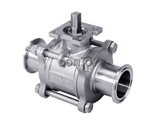 Aluminum pneumatic 3 piece Sanitary Ball Valve with ss304 / 316L