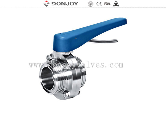 SS 304 / 316 sanitary level three-way butterfly valve with plastic multi-position handle