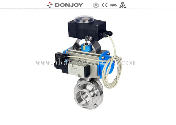 Sanitary 10" Pneumatic Butterfly Valves With Double acting Aluminum Actuator Stainless Steel 304 316L