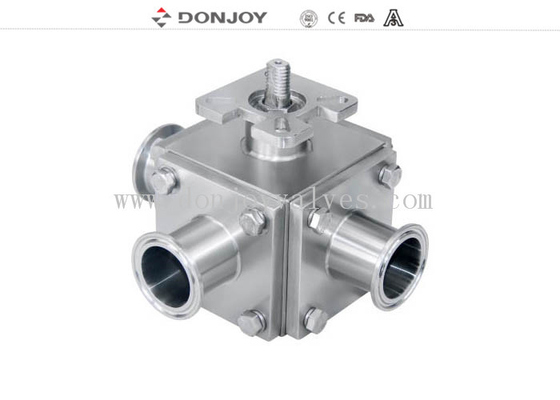 SS316L 2" Manual 3 Way T Port  Sanitary Ball Valve with 3A certificate