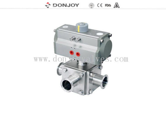 Three Way Pneumatic Actuator DN10 Sanitary Ball Valve