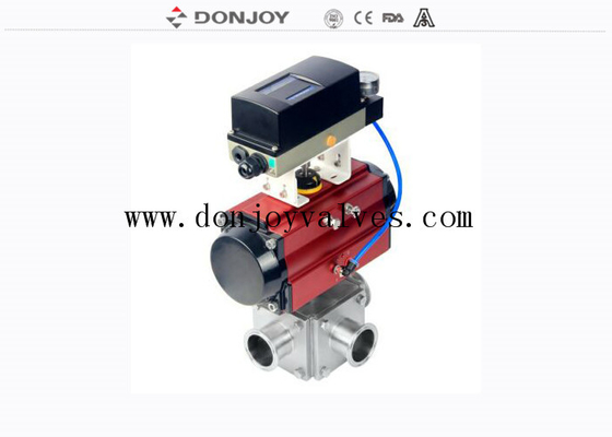 Three Way Pneumatic Actuator DN10 Sanitary Ball Valve